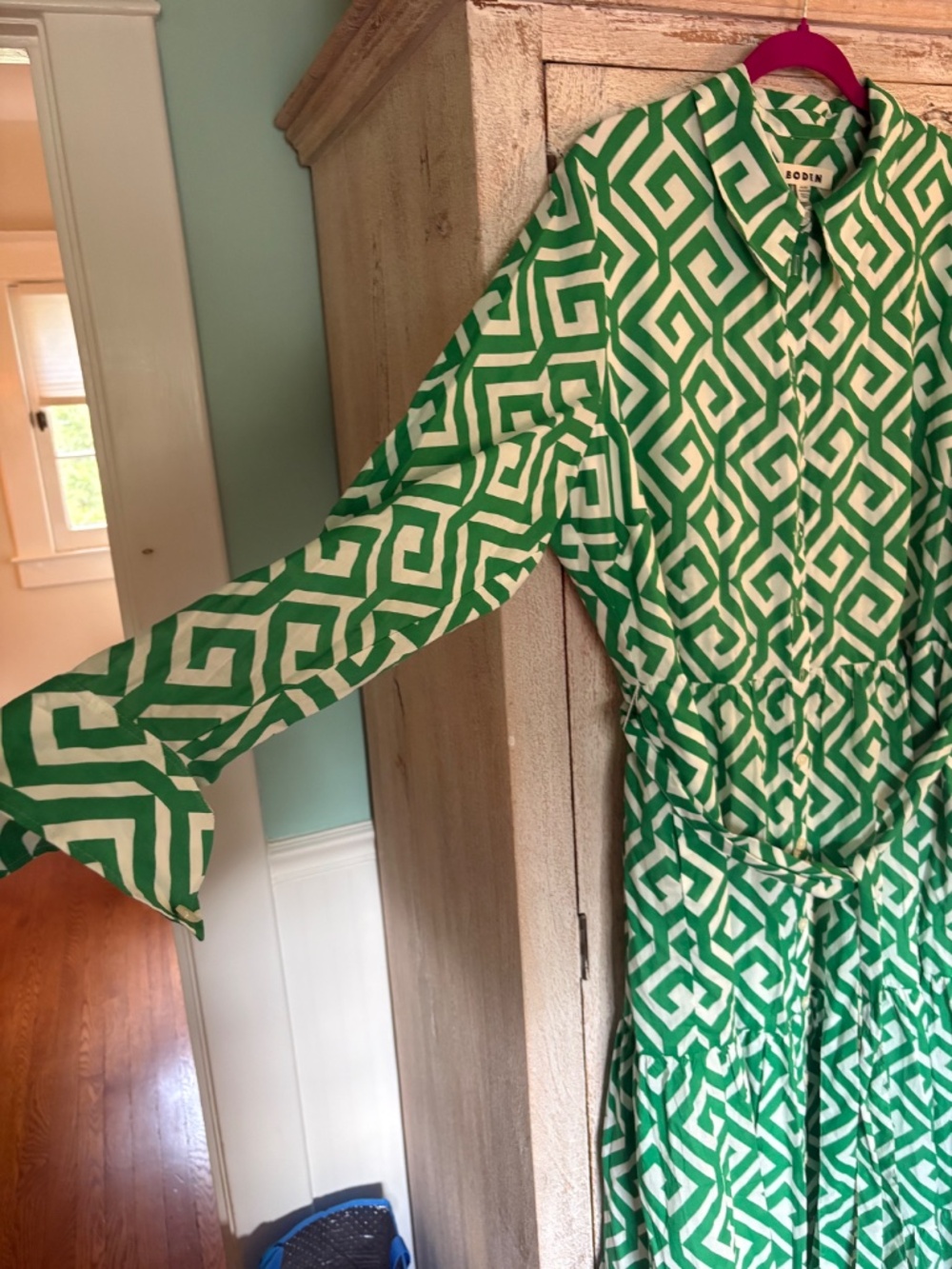 Gorgeous Boden Green Geo pattern Cotton Maxi dress - Picture 2 of 6